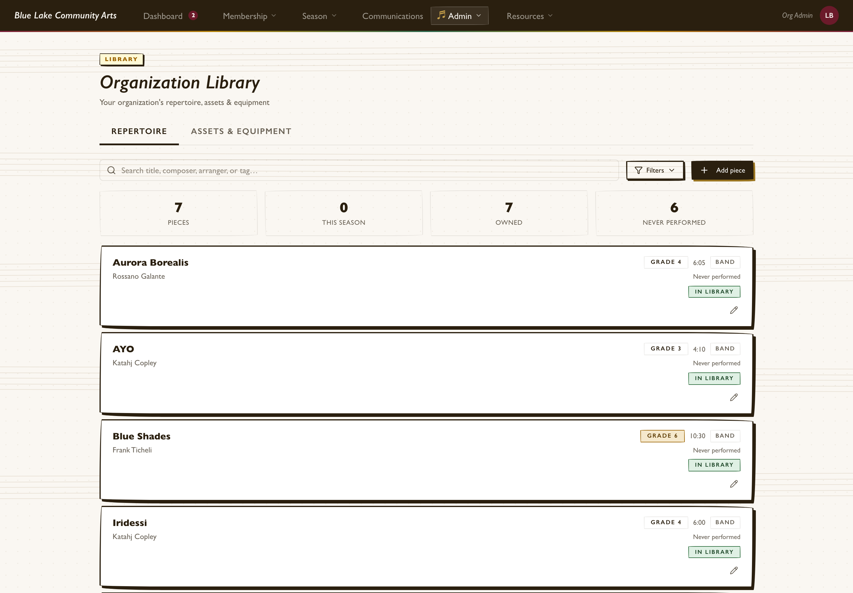 Repertoire manager preview