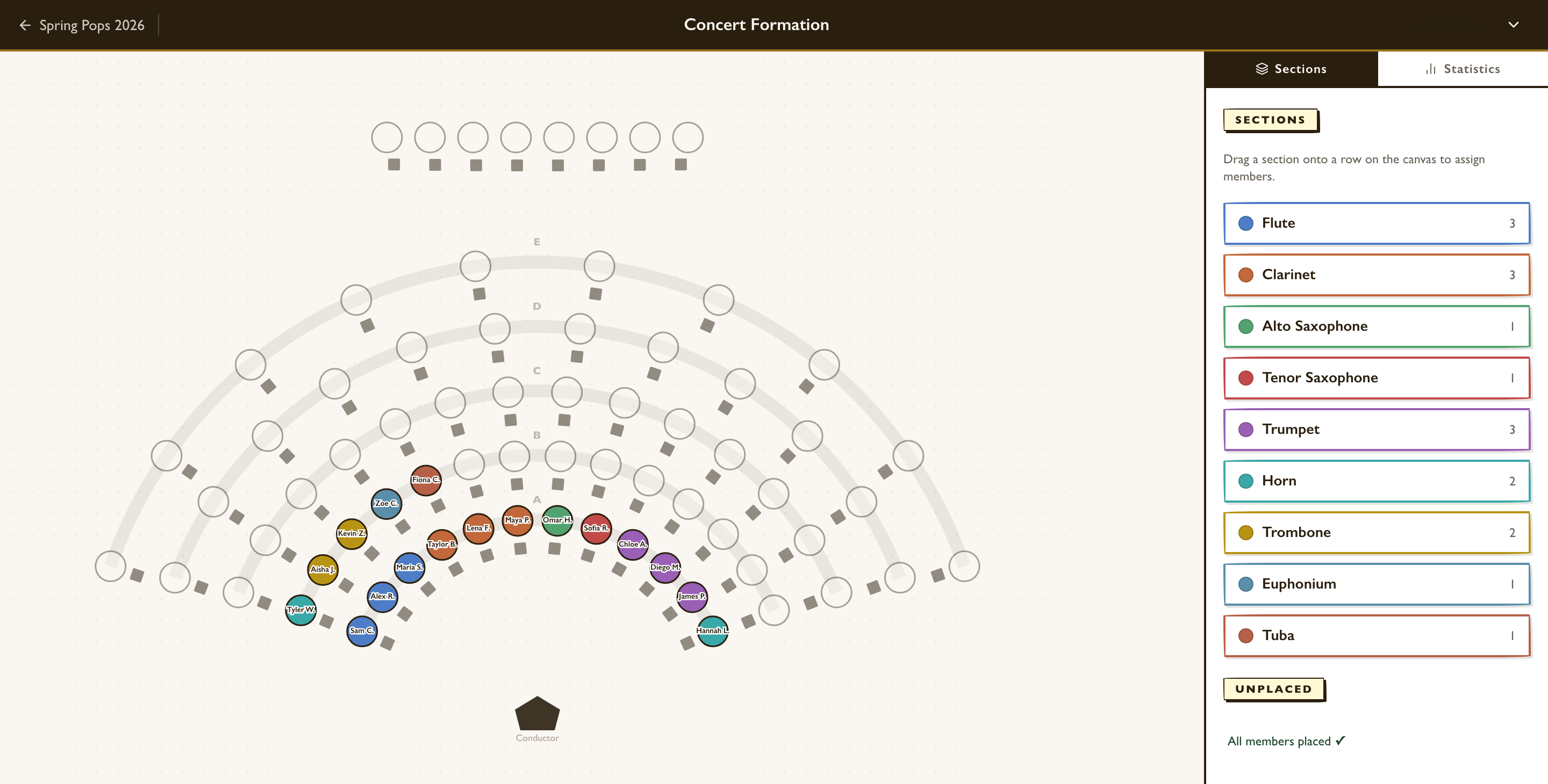 Seating chart editor preview